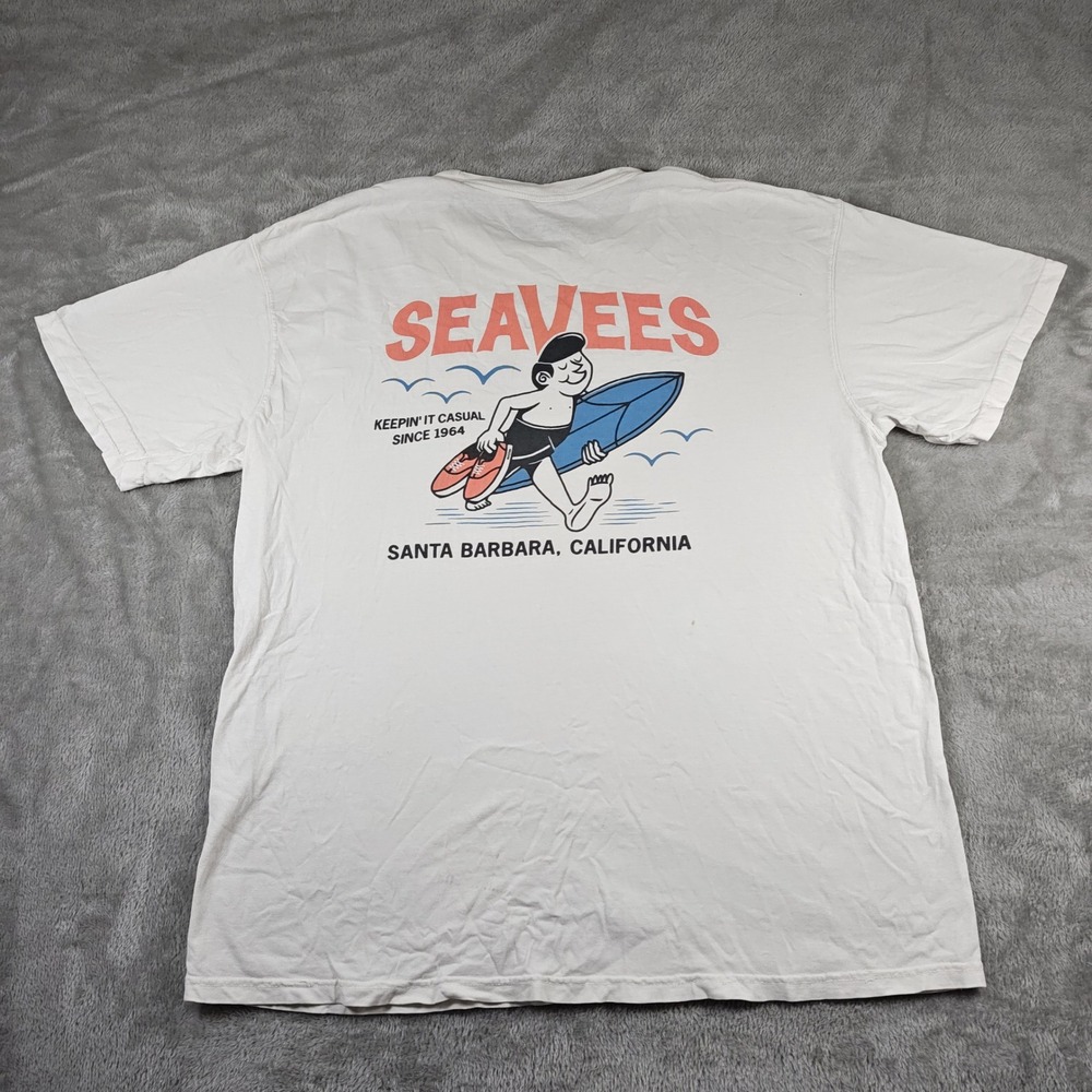 SeaVees Shirt Mens XL White Santa Barbara California Surfer Graphic Tee